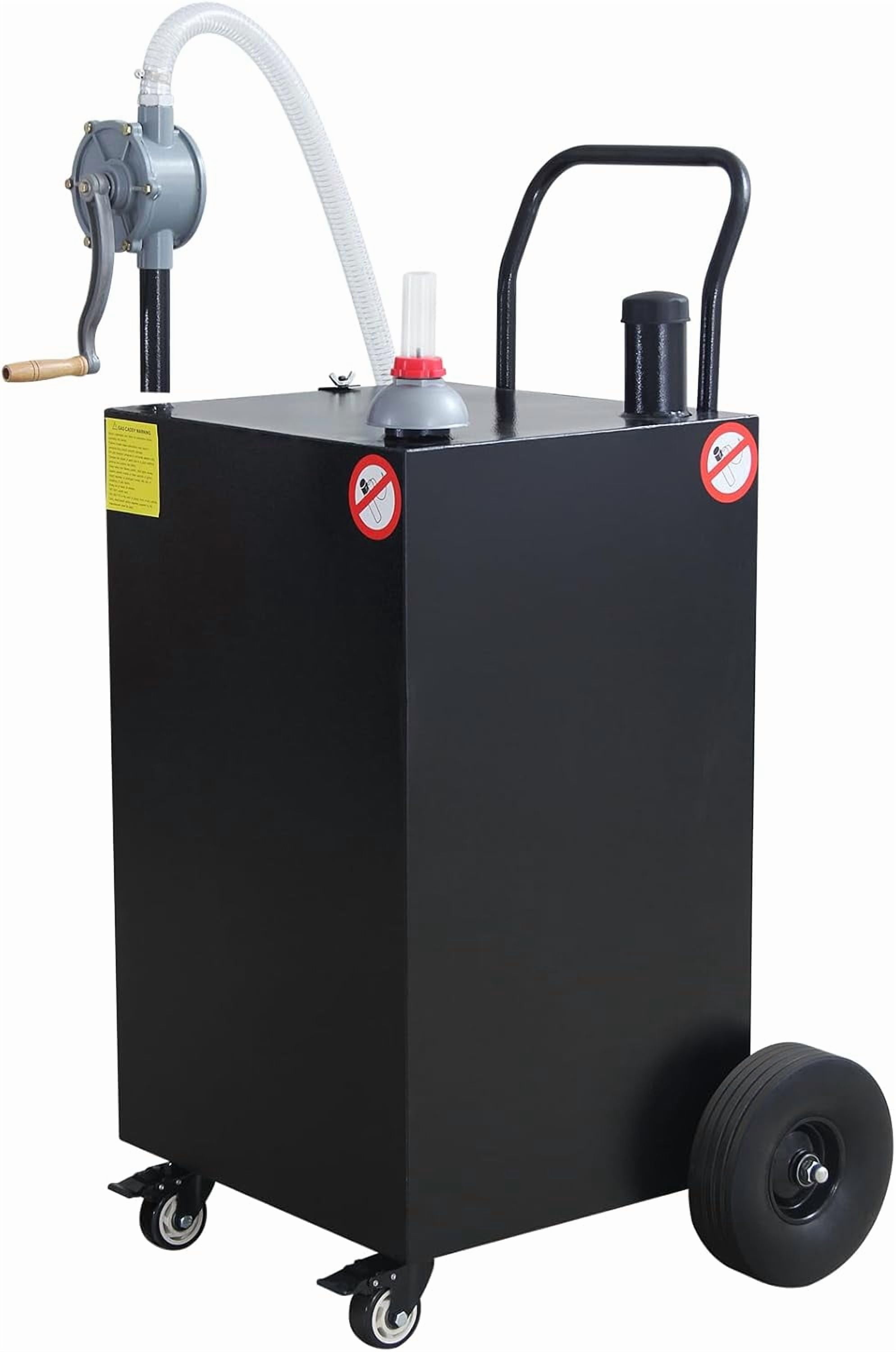 ChaoLink 45 Gallon Protable Gas Caddy With Manual Transfer Pump, Fuel Storage Tank & 4 Wheels Gasoline Diesel Fuel Container for Atv Car Mowers Tractors Boat MotorcycleBlack
