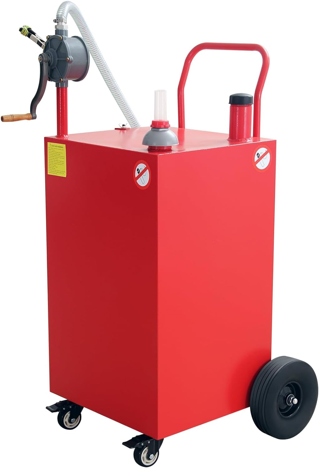 ChaoLink 45 Gallon Protable Gas Caddy With Manual Transfer Pump, Fuel Storage Tank & 4 Wheels Gasoline Diesel Fuel Container for Atv Car Mowers Tractors Boat MotorcycleRed
