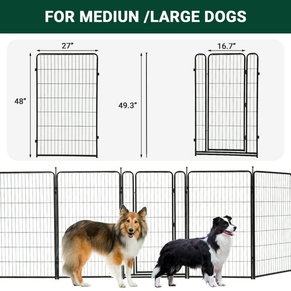 ChaoLink 48" Heavy Duty Dog Playpen, 18 Ft Metal Puppy Exercise Fence, 8 Panels, Wide Door, Indoor Outdoor