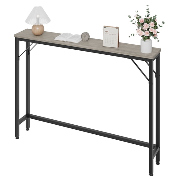ChaoLink 5.9in Narrow Sofa Table, Skinny Console Table with Storage, Slim Behind Couch TableB