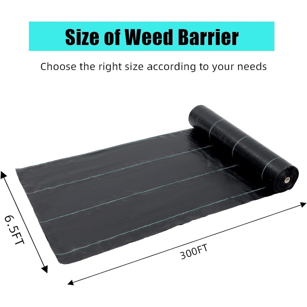 ChaoLink 6.5ft x 300ft Heavy Duty Weed Barrier Fabric, 3oz Woven Garden Fabric, Easy Landscaping Ground Cover