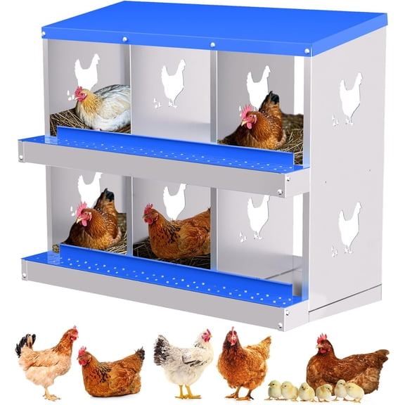 ChaoLink 6-Hole Galvanized Steel Ventilated Chicken Coop Nesting Box - Space-Saving Laying Solution for Hens & Ducks