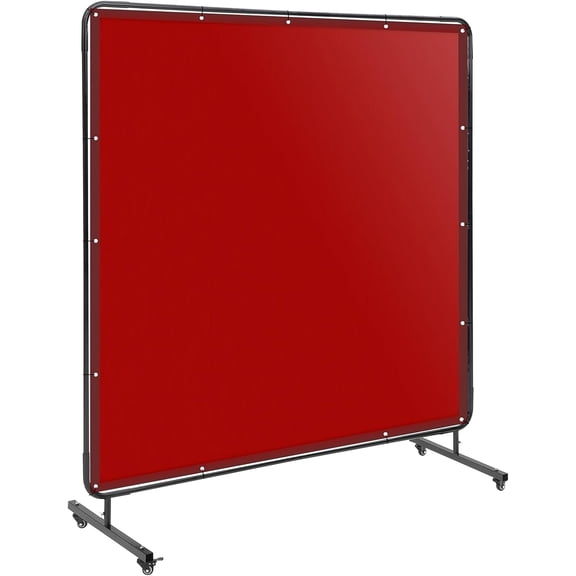 ChaoLink 6'x6' 3 Panel Welding Screen with Frame, Flame-Resistant Vinyl Curtain on 12 Swivel Wheels (6 Lockable), Portable Welding Shield for Garage & Workshop - Red