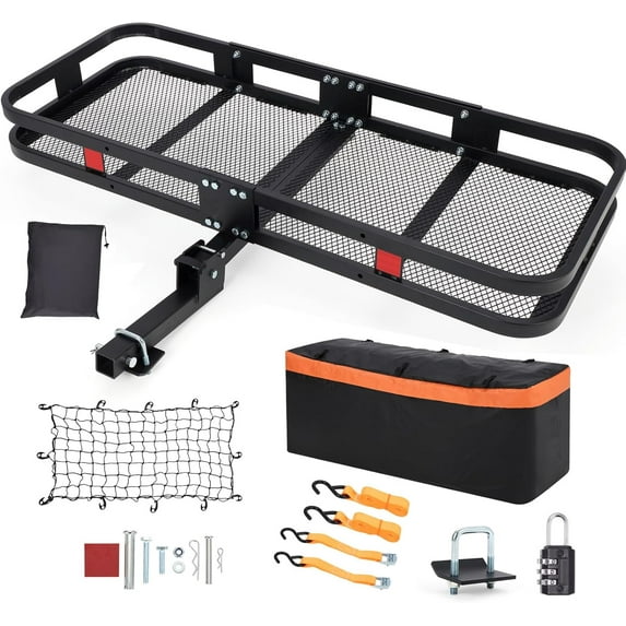 ChaoLink 60"x24"x6"Hitch Mount Cargo Carrier Basket 500 Lbs Capacity Net and Straps Fits 2 Inch Receiver with Bag