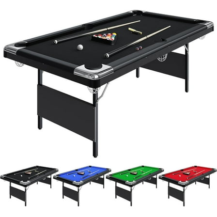 ChaoLink 7 Ft Billiards Table - Portable Foldable Pool Table, Full Set of Billiard Balls, Cues, Chalk & Brush