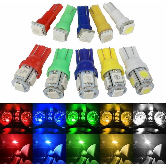 ChaoLink 70pcs T5 T10 5050 SMD LED Light Bulbs Kit, Speedometer Dashboard Gauge Lamp, Tail Light Replacement Kit, Car Interior Bulbs