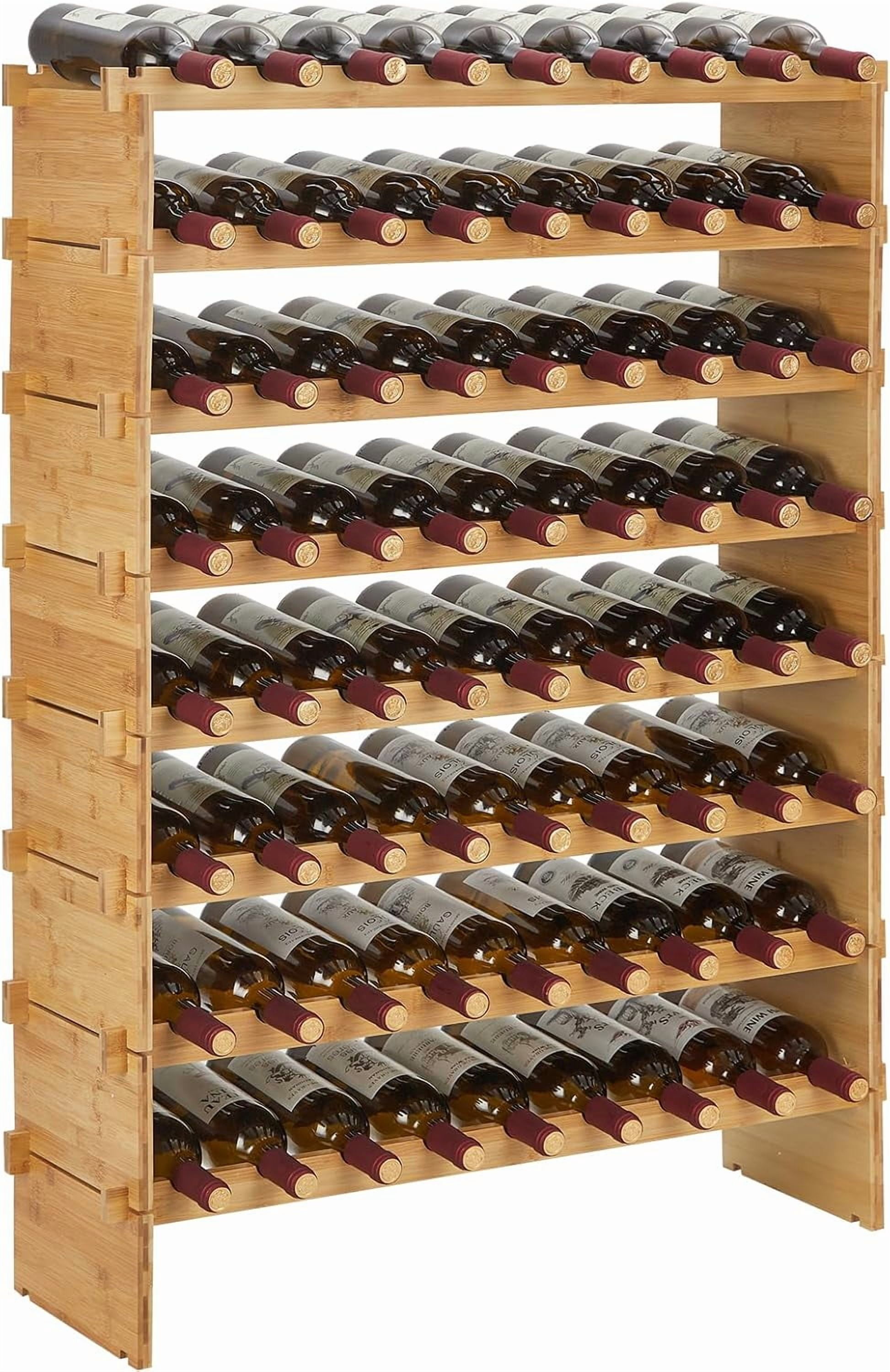 ChaoLink 72 Bottle Bamboo Wine Rack, Stackable Modular Display Shelf ...