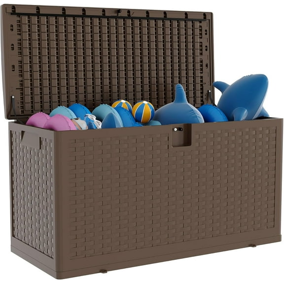 ChaoLink 73 Gallon Outdoor Storage Box Waterproof,Lockable Resin Deck Box,Patio Deck Storage Box For Package Delivery,Deck Box Container