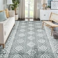 thumbnail image 1 of ChaoLink 8'*10' Washable Bohemian Distressed Moroccan Geometric Anti-Slip Low Pile Indoor Carpet for Dining Room and Home Office, Gray/Dark Gray, 1 of 7