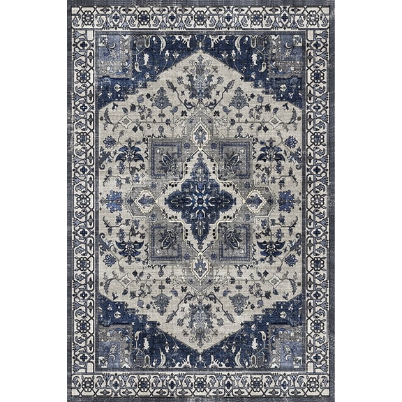 ChaoLink 801 Washable 1150Gsm Velvet Pearl Area Rugs - Xm-Persia-Kuang Yi Liu Fang, 8*10ft, Blue Tint
