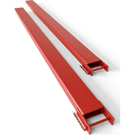 ChaoLink 84"Pallet Fork Extension Fit for Forklift Truck，[5500 LBS Max],4.5" Width Heavy Duty Steel with Tire Chain,Lift Truck Load Wheels Loaders,Red