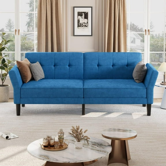ChaoLink 89" Chenille Sofa Bed, Modern Convertible Sleeper Couch with Adjustable Backrest & Armrest, Oversized Loveseat
