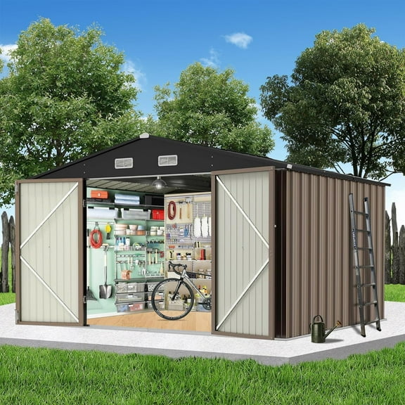 ChaoLink 8x8 Ft Outdoor Storage Shed, Large Steel Utility Tool Shed for Garden Patio Lawn Poolside