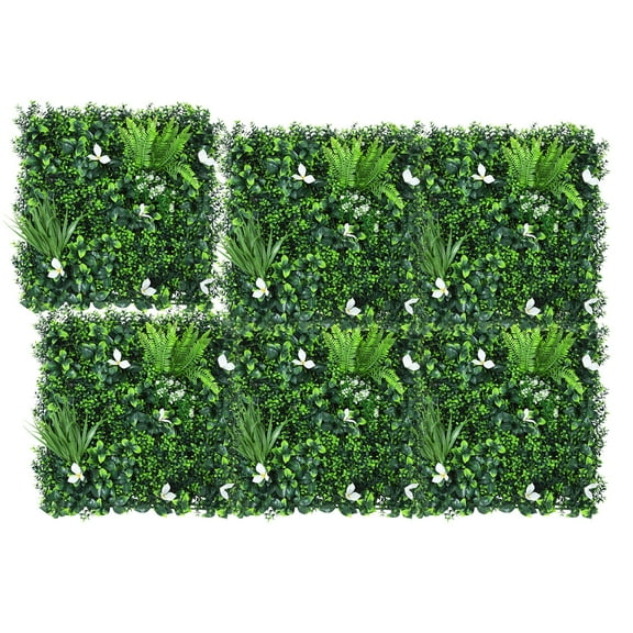 ChaoLink Artificial Plant Wall Roll,6 PCS 20 *20 in Easy DIY Artificial Grass Wall Fau * Greenery Wall Panels Backdrop 2.0 inches with 100 Zip Ties for Indoor Outdoor Flower Wall Decor