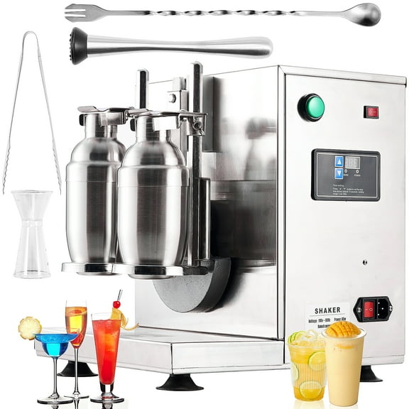 ChaoLink Automatic Milk Tea Shaking Machine, Electric Double Frame Milk Tea and Cocktail Shaker, 400r-min, Stainless Steel & Double Cups Milk Tea Cocktail Self-shaking Mixing MachineA