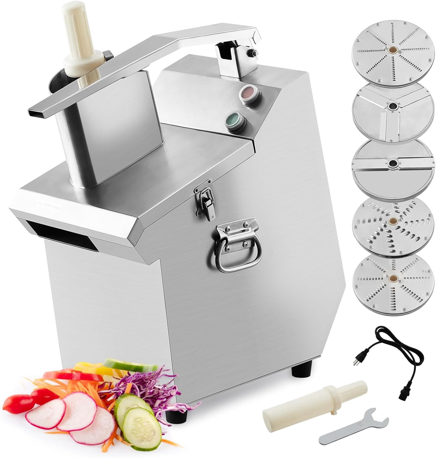 ChaoLink Commercial Food Processor, 3/4/7mm Shred & 2/4mm Slice, Stainless Steel Slicer for Restaurant Kitchen