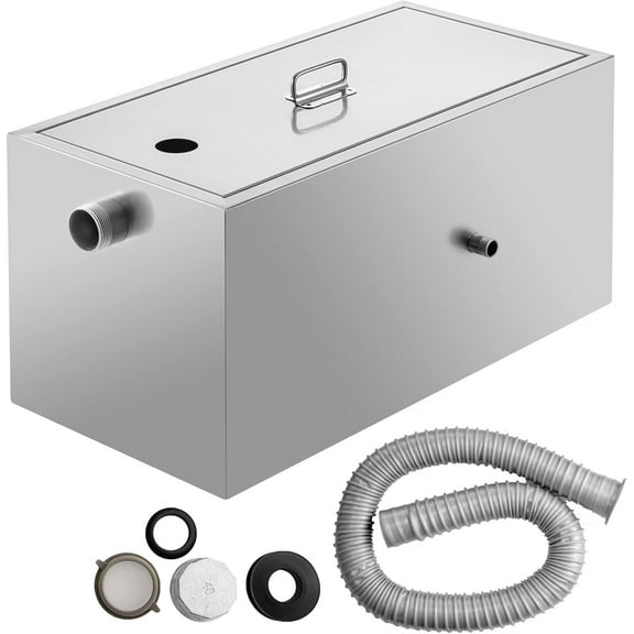 ChaoLink Commercial Grease Trap,8 Lbs Carbon Steel Interceptor With Side Inlet,5 Gpm Grease Interceptor Trap for Restaurant Canteen Factory Home Kitchen