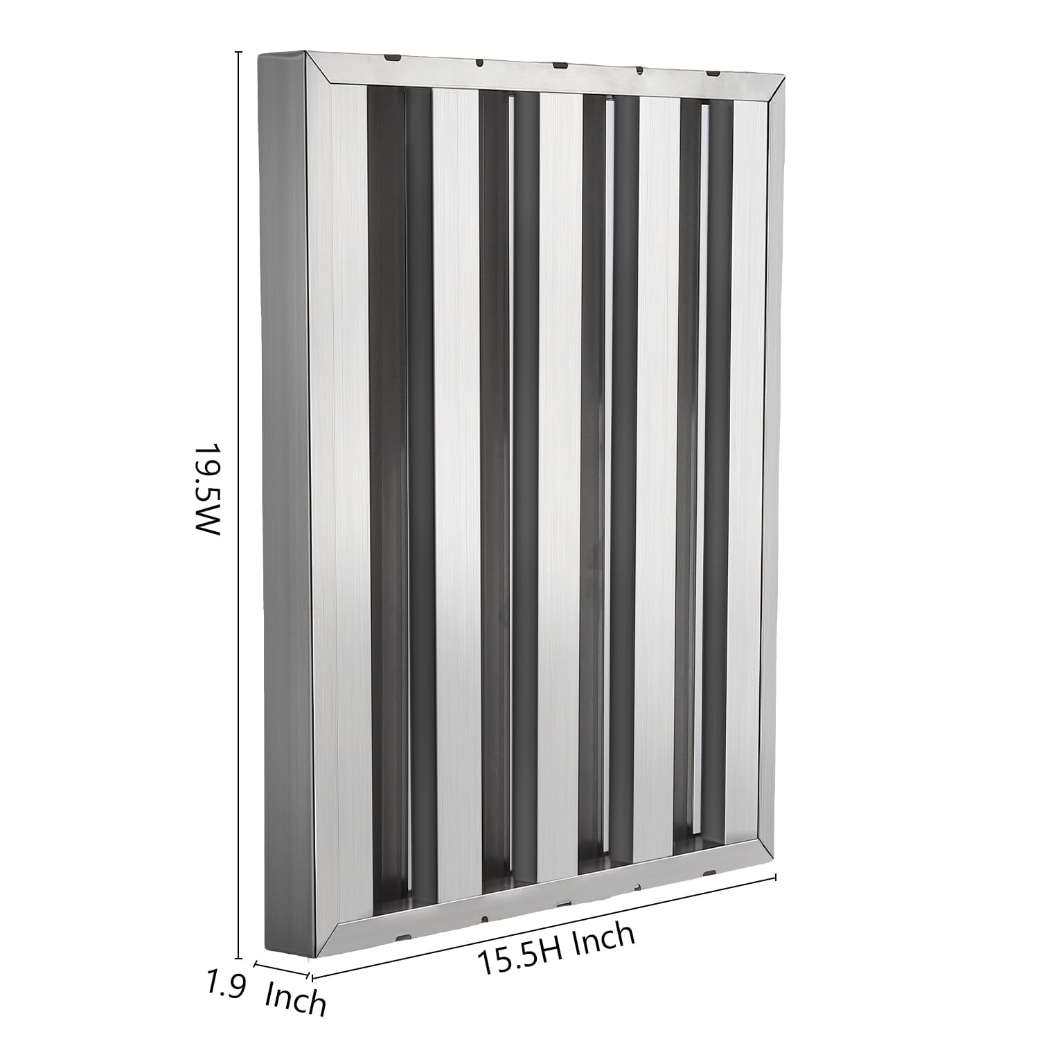 ChaoLink Commercial Hood Filters 19.5W x 15.5H Inch, 430 Stainless Steel 6 Grooves Range Hood Filter for Kitchen Exhaust Hoods, Pack of 6Silver