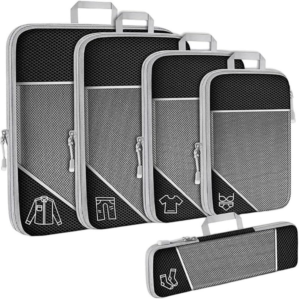 ChaoLink Compression Packing Cubes, 5 Pack Expandable Travel Luggage Organizer Bags, Double Zipper Cubes