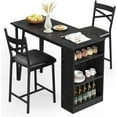 thumbnail image 1 of ChaoLink Dining Table Set of 2, Kitchen Bar Table and Chairs , Counter Bar Table Set with 3 Storage with 2 Upholstered ChairsBlack, 1 of 8