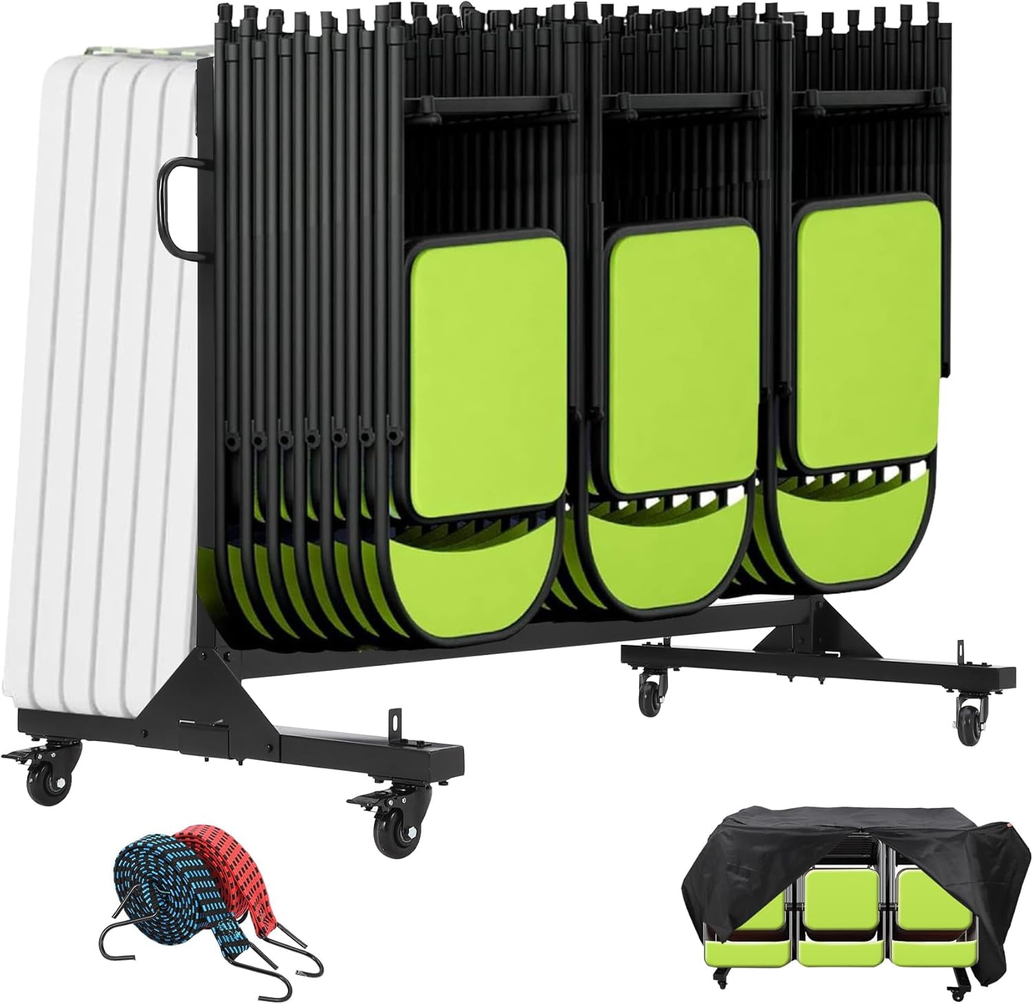ChaoLink Folding Chair Rack with Cover – Heavy Duty Metal Chair Storage ...