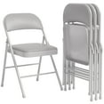 thumbnail image 1 of ChaoLink Folding Chairs Set of 4, PU Upholstered Foldable Chairs with Metal Frame Hold Up to 350 Pounds, Portable Beige Folding Chairsgrey, 1 of 8