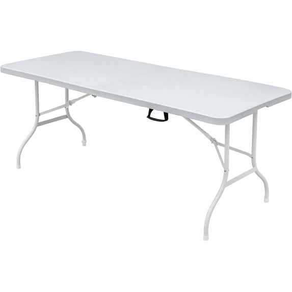 ChaoLink Folding Table 6 Foot Portable, Plastic Foldable Table with Carrying Handle for Dining, Picnic, Party, CampingWhite