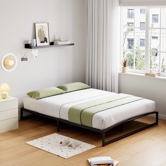 ChaoLink Full Bed Frame 10 Inch Low Profile Metal Bed Frame, Heavy Duty, No Box Spring Needed, Noise-Free, Non-Slip, Easy Assembly, Black