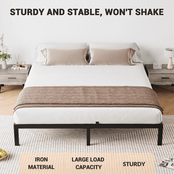 ChaoLink Full / Double Bed Frame Metal Platform Bed Frame, 14 Inch Bed Frame with Heavy Duty Slats Support, Strong Bearing Capacity Bed Frame with Under Bed Storage, No Box Spring Needed