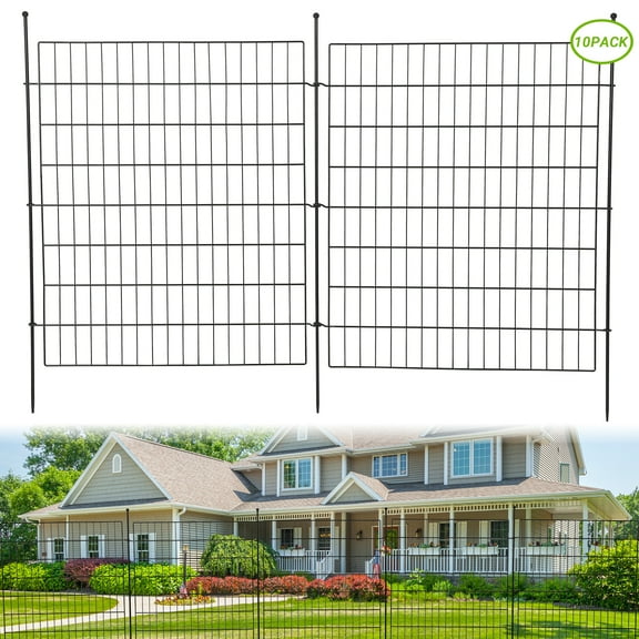 ChaoLink Garden Fence,10 Panels No Dig Decorative Fence for Outdoor ,Yard, Patio,29*32 In Animal Barrier Rustproof Metal Wire Panel,Temporary Dog Fence Flat topFlat top 29w×32h in