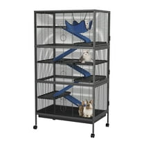 ChaoLink GarveeHome 59in H Small Animal Cage, 6-Tier Critter Nation Cage with Ramps, Platforms, and Tray, Rolling Lagre Metal Ferret Cage for Chinchilla, Cat, Hamster, Guinea Pig, Rabbit, Blackblack