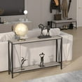 thumbnail image 1 of ChaoLink Grey Console Table, 42.9in Grey Entryway Table with Storage, Wood and Metal 2-Tier Narrow Long Sofa Table with Shelf, Behind Couch Table, Console Tablegrey, 1 of 8