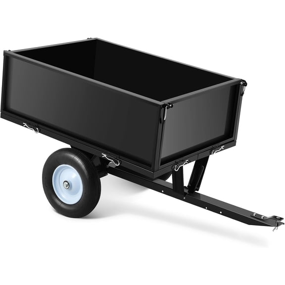 ChaoLink Heavy Duty Steel Dump Trailer, 500 Lbs/11.4 Cu.Ft Garden Dump Cart, Utility Trailer for Lawn Mower, ATV, UTV, Tractor with Removable Rear Panel