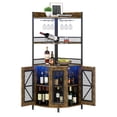 thumbnail image 1 of ChaoLink Industrial Corner Bar Cabinet, 64.2" Tall Wine Cabinet with Power Outlet, LED Lights & Glass Holder, 5-Tier Storage, 1 of 6