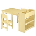 thumbnail image 1 of ChaoLink Kids Art Table with 2 Chairs - Toddler Craft Play Wood Activity Desk with Large Storage Shelves, Ideal for Writing & Drawing, Suitableyellow, 1 of 7