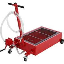 ChaoLink Low Profile Oil Drain Pan, 76L Large Capacity Oil Change Pan, Manual Pump, Foldable Handle, 2.44m Hose, Casters Wheels