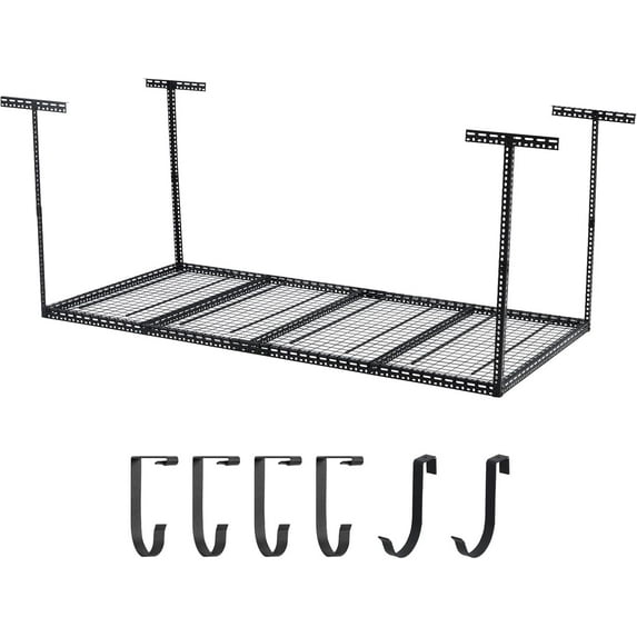 ChaoLink Overhead Garage Storage Rack 4x8 FT, Adjustable Ceiling Metal Shelf, 330lb Capacity, for Attic Basement, 4 Posts