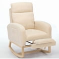 thumbnail image 1 of ChaoLink Rocking Chair, Wingback Accent Rocker Chair Upholstered Tall Back Arm Chair w/Side Pockets, Ursing Rubber Wood Legs and Side Pocket for Living Room, 1 of 8