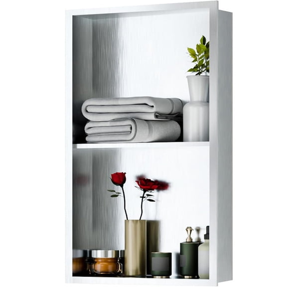 ChaoLink Senfot Stainless Steel Shower Niche, No Tile Needed, Vertical, Recessed Shelf, 12 x 24inch