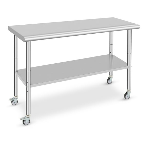 ChaoLink Stainless Steel Prep Table, 60 x 24 Inches Kitchen Work Tables with Wheels, NSF Commercial Worktable for Restaurant and HomeNo backsplash + wheels