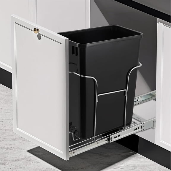 ChaoLink Stainless Steel Slide Out Garbage Can Shelf for 30L Trash Can Pull Out Trash Can Under Cabinet, Under Sink (NO Trash Can)11.42*18.11inch--Silver