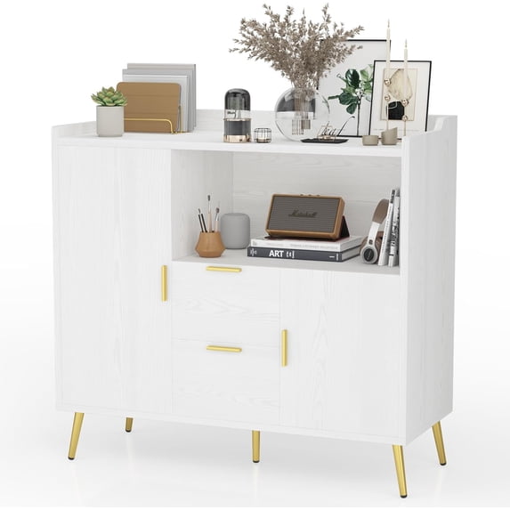 ChaoLink Storage Buffet Sideboard: Kitchen Cabinet with 2 Drawers & 2 Doors, Coffee Bar Ready