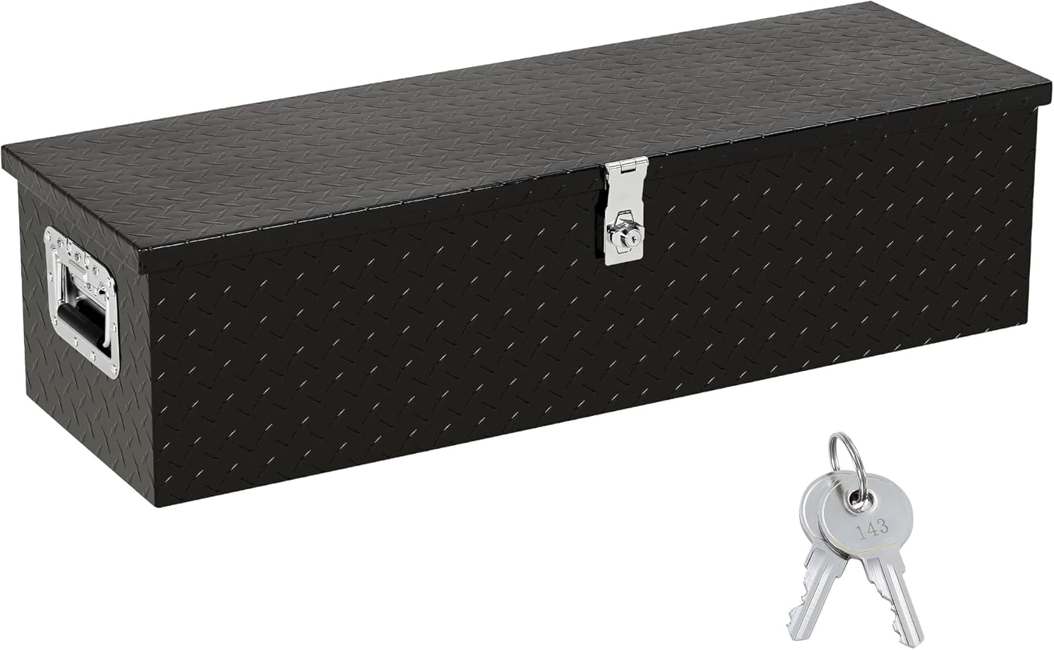 ChaoLink Truck Bed Tool Box - 39 x 13 Inch Heavy Duty Aluminum Alloy - Lock with Keys, Waterproof Storage Box for Truck Bed, RV Trailer (Black)