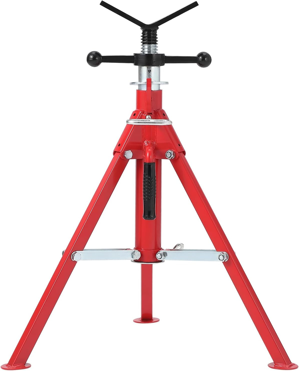 ChaoLink V-Head Pipe Jack Stand, 28 inches -52 inches Adjustable Height Heavy Duty Steel Jack Stand with 2500 LBS Load Capacity, Portable Pipe Stand with Folding Legs for Welding, Cutting