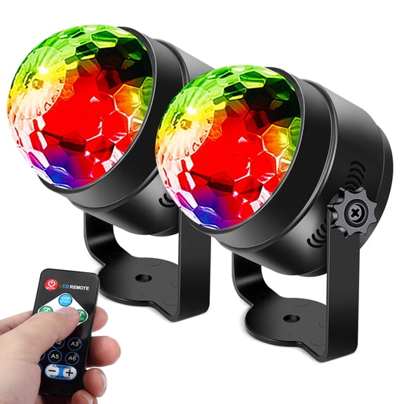 ChaoLink Voice Activated Party Lights with Remote Control Dj Lighting RGB Disco Ball Lights, Strobe Lights 7 Modes Stage Flat Lights for Home Room Dance Party Bar Christmas Wedding Show Club3 Color