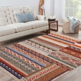thumbnail image 1 of ChaoLink Washable 1150Gsm Pearl Velvet Cotton Tpr Carpet with Geometric Design - Green Tiles, Red Walls, Rice Color, 5*7ft, 1 of 8