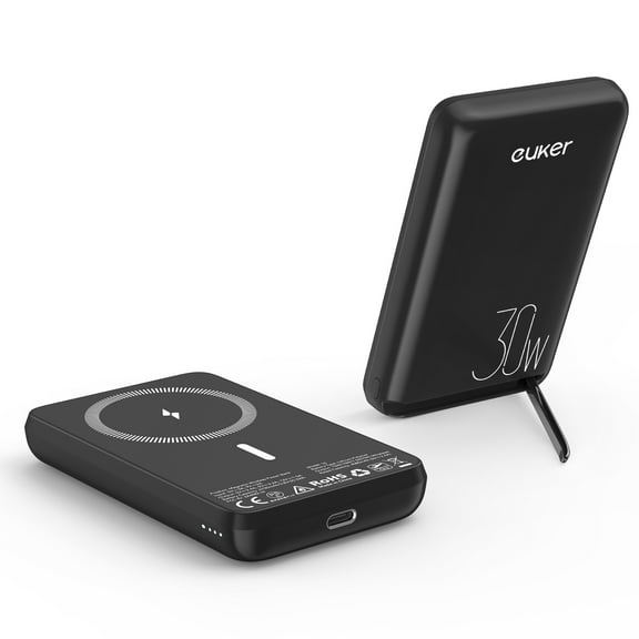 ChaoLink Wireless Portable Charger PD 30W 10000mAh Magnetic Power Bank, Mag-Safe Battery Pack with Foldable Stand and 12N Stronger Magnet for iPhone 12 13 14 15 16+Black