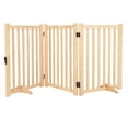 thumbnail image 1 of ChaoLink Wooden Freestanding Dog Gates for The House,Doorways, Stairs, Fodable Dog Gate Indoor, Step-Over Safety Pet Gate,Paint-Free, Solid Hardwood24"H 60"W, 1 of 5