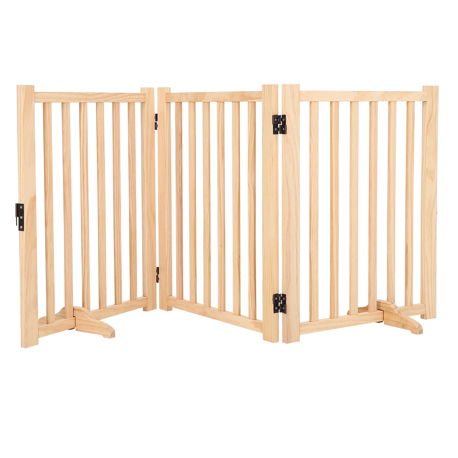 ChaoLink Wooden Freestanding Dog Gates for The House,Doorways, Stairs, Fodable Dog Gate Indoor, Step-Over Safety Pet Gate,Paint-Free, Solid Hardwood36"H 60"W
