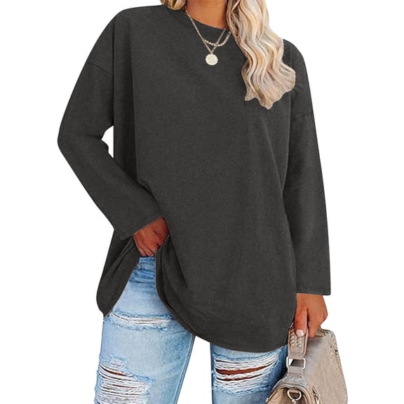 Chaoheng Cyber**Monday Oversized Sweatshirt for Women Women's Plus Size Long Sleeve T-Shirt,Heavyweight Crewneck Basics Top